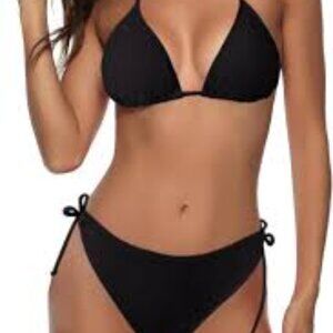 NWT Fashion World black sz Medium tie bikini